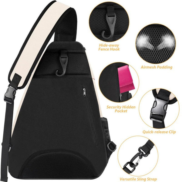 Beige Tennis Pickleball Sling Bag Crossbody Racket Backpack For Men & Women (33X14x49cm) Bags