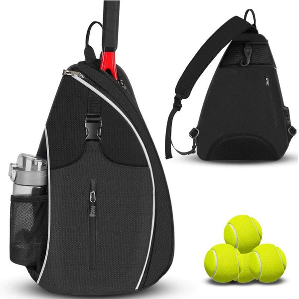 Beige Tennis Pickleball Sling Bag Crossbody Racket Backpack For Men & Women (33X14x49cm) Bags