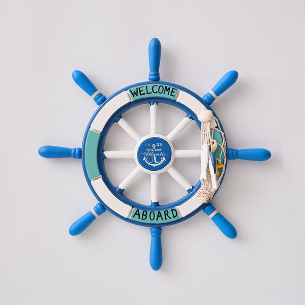 Nautical Rudder Wall Decor 34Cm Coastal Home Accent (Light Blue Pull Net Rudder) Kids Wall Stickers