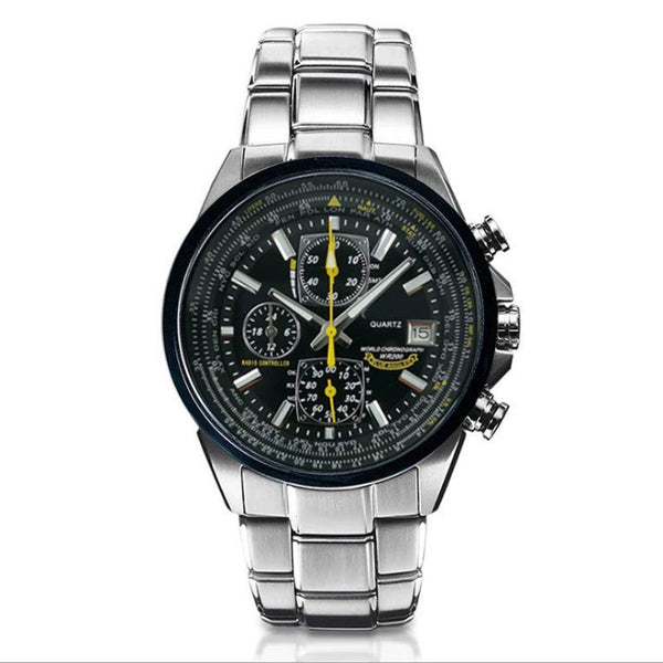 Black Dial Elegant Men's Quartz Chronograph Watch With 42Mm Case And Perpetual Calendar Watches