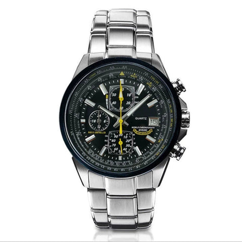 Black Dial Elegant Men's Quartz Chronograph Watch With 42Mm Case And Perpetual Calendar Watches