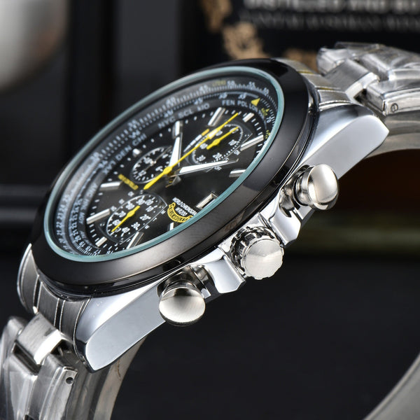 Black Dial Elegant Men's Quartz Chronograph Watch With 42Mm Case And Perpetual Calendar Watches