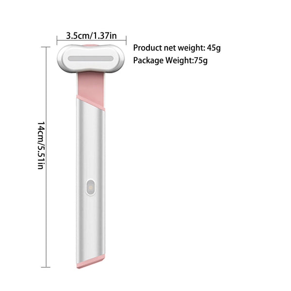 Rose Gold Electric Eye Massager Pen With Red Blue Light Therapy Heated Vibration Wand Massagers