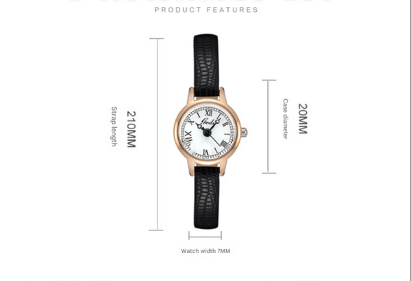 Rose Gold Shell White Delicate Women's Watch 20Mm Roman Numeral Dial Leather Strap Watches