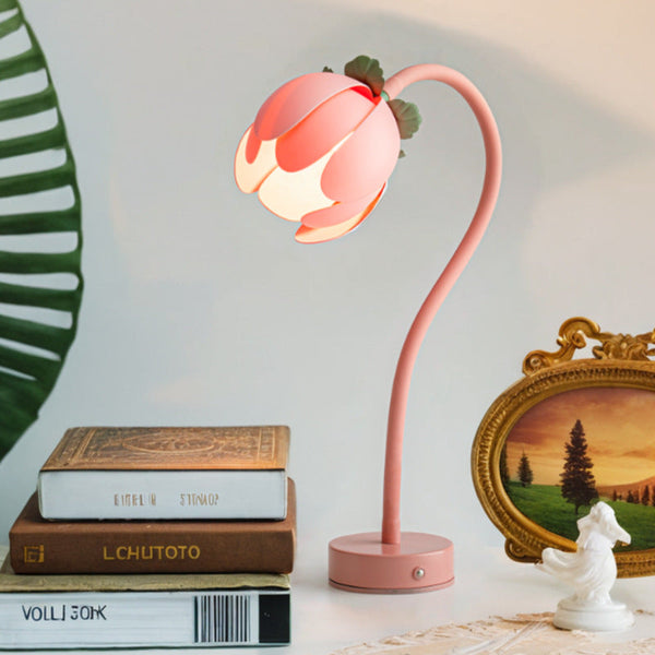 Pink Led Tulip Desk Lamp Flexible Gooseneck Decorative Flower Table Light Lamps