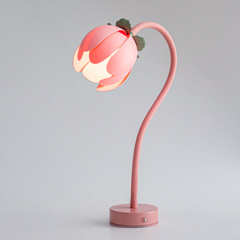 Pink Led Tulip Desk Lamp Flexible Gooseneck Decorative Flower Table Light Lamps
