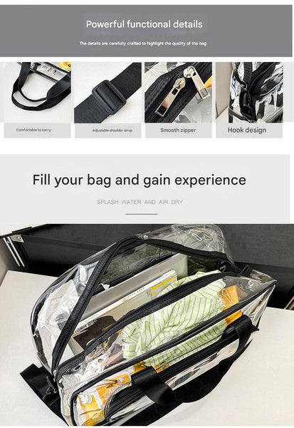 Silver Transparent Multi Purpose Clear Pvc Bag Travel Fitness Storage Tote 42X26x15cm Women's Bags & Handbags