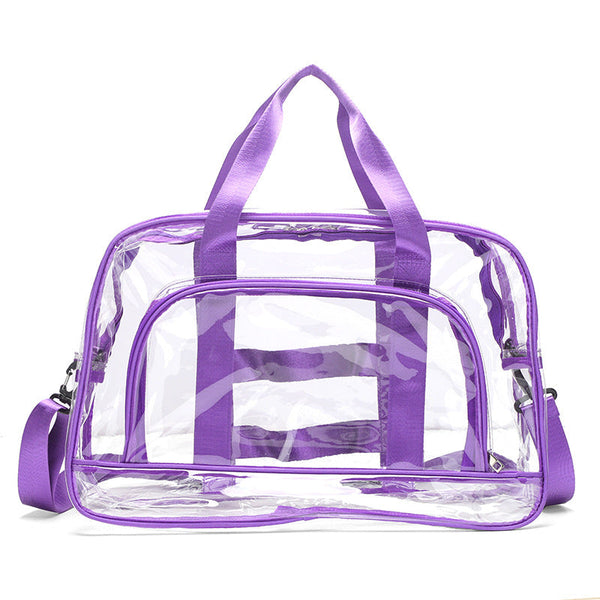 Purple Transparent Multi Purpose Clear Pvc Bag Travel Fitness Storage Tote (50X32x18cm) Women's Bags & Handbags