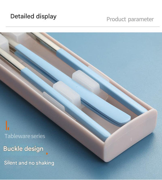 2 Pcs Green Reusable Travel Utensil Set With Case 304 Stainless Steel Spoon Fork & Chopsticks Serving Utensils & Sets