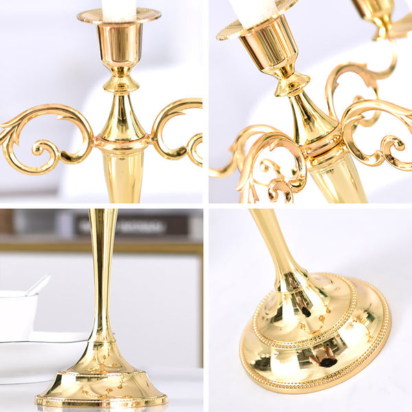 Gold Elegant Metal Candelabra 5 Arm Candle Holder Decorative For Home Weddings Events Seasonal Decorations
