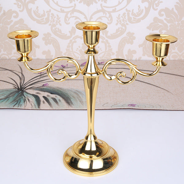 Gold Elegant Metal Candelabra 3 Arm Candle Holder Decorative For Home Weddings Events Seasonal Decorations