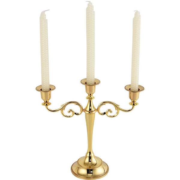 Gold Elegant Metal Candelabra 3 Arm Candle Holder Decorative For Home Weddings Events Seasonal Decorations
