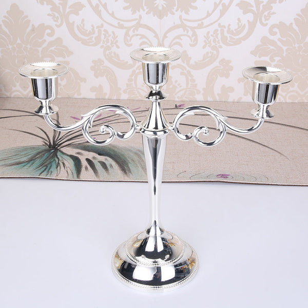 Silver Elegant Metal Candelabra 3 Arm Candle Holder Home Weddings Events Seasonal Decorations