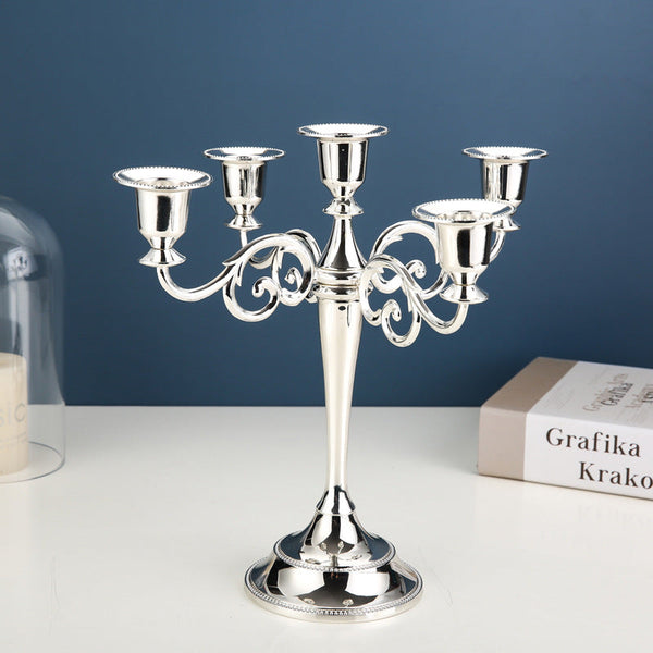 Silver Elegant Metal Candelabra 5 Arm Candle Holder Home Weddings Events Seasonal Decorations