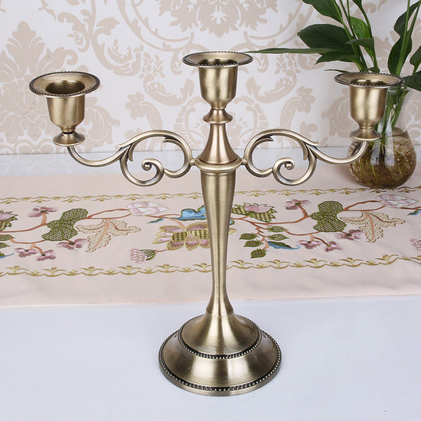 Copper Elegant Metal Candelabra 3 Arm Candle Holder Decorative For Home Weddings Events Seasonal Decorations