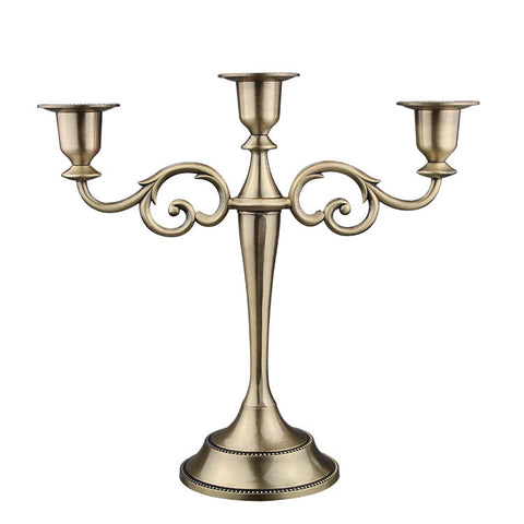 Copper Elegant Metal Candelabra 3 Arm Candle Holder Decorative For Home Weddings Events Seasonal Decorations