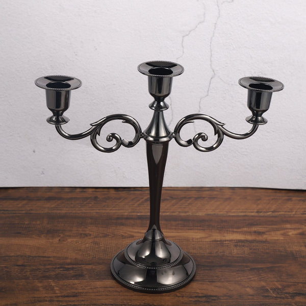 Black Elegant Metal Candelabra 3 Arm Candle Holder Decorative For Home Weddings Events Seasonal Decorations