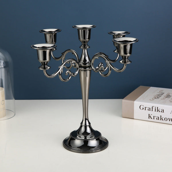 Black Elegant Metal Candelabra 5 Arm Candle Holder Decorative For Home Weddings Events Seasonal Decorations