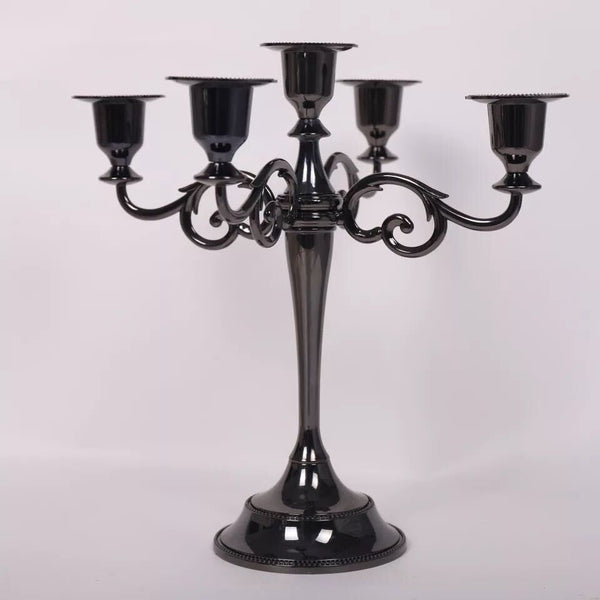Black Elegant Metal Candelabra 5 Arm Candle Holder Decorative For Home Weddings Events Seasonal Decorations