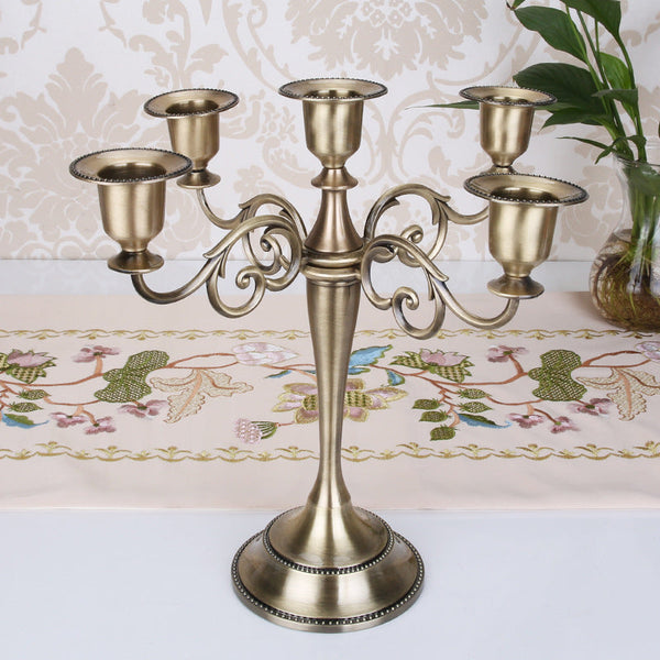 Copper Elegant Metal Candelabra 3 Arm Candle Holder Decorative For Home Weddings Events Seasonal Decorations