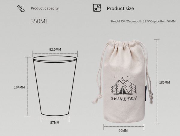 White 304 Stainless Steel Camping Cup 350Ml Outdoor Drinkware Set Of With Bag Vacuum Flasks & Mugs