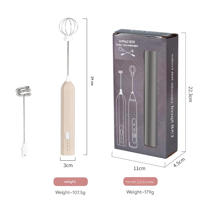 Apricot Mini Hand Mixer With Frother And Balloon Whisk Heads Rechargeable Kitchen Tool Handheld Mixers