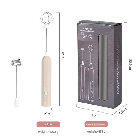 Apricot Mini Hand Mixer With Frother And Balloon Whisk Heads Rechargeable Kitchen Tool Handheld Mixers