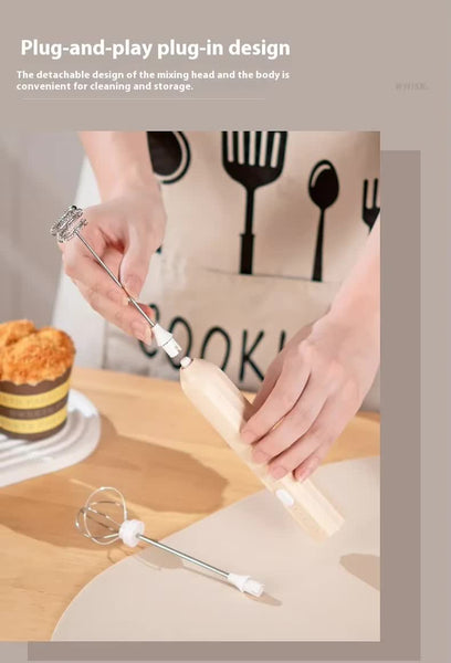 Apricot Mini Hand Mixer With Frother And Balloon Whisk Heads Rechargeable Kitchen Tool Handheld Mixers