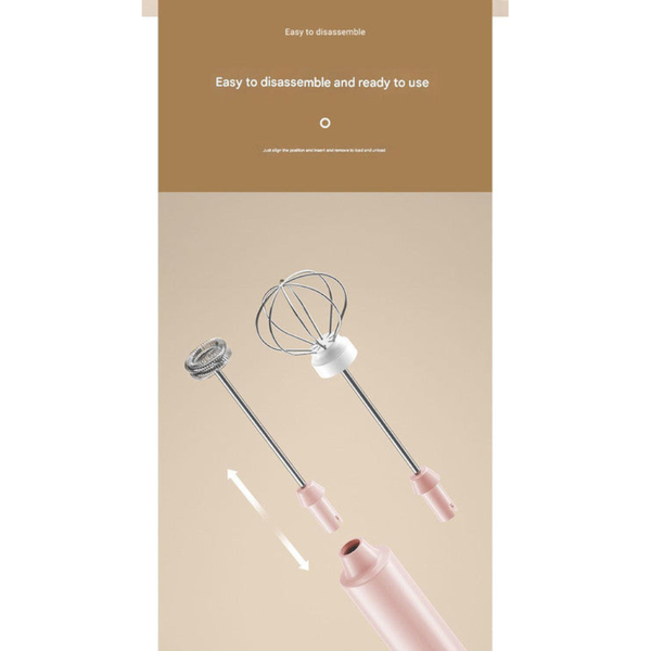 Pink Cordless Drink Mixer & Frother Wand Usb Powered (Spring Bubbler Head) Handheld Mixers