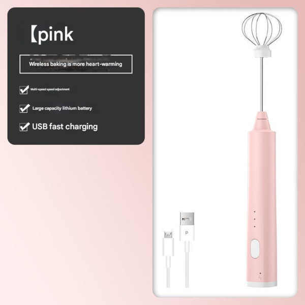 Pink Cordless Egg Beater & Cream Whipper Usb Powered Hand Mixer (Balloon Head) Handheld Mixers