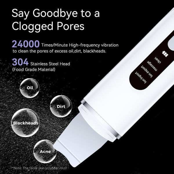 Rechargeable Ultrasonic Facial Spatula Deep Pore Cleanser & Exfoliator Facial Cleansing Devices