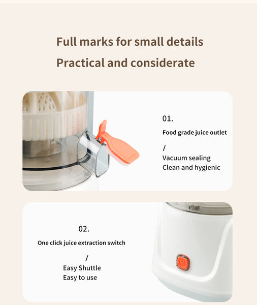 White Electric Citrus Juicer Press Portable Large Caliber One Click Operation 7.4V1600mah Battery Juicers