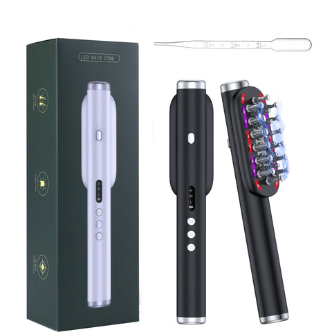 Black Vibrating Scalp Massager Comb Led Therapy & Oil Infuser For Hair Growth Other Massage