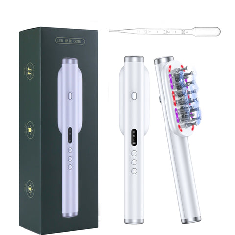 Elosung White Vibrating Scalp Massager Comb Led Therapy & Oil Infuser For Hair Growth Massagers