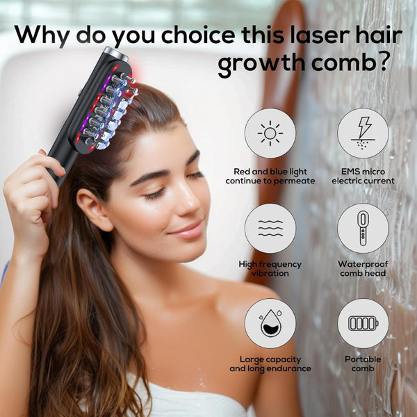 Elosung White Vibrating Scalp Massager Comb Led Therapy & Oil Infuser For Hair Growth Massagers