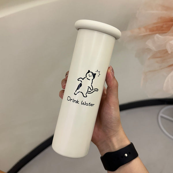 Mini Insulated Coffee Cup 316 Stainless Steel Portable And Stylish White Kitten 300Ml Vacuum Flasks & Mugs