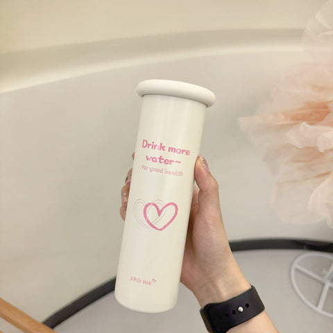 Mini Insulated Coffee Cup 316 Stainless Steel Portable And Stylish Pink Love 300Ml + Brush Vacuum Flasks & Mugs