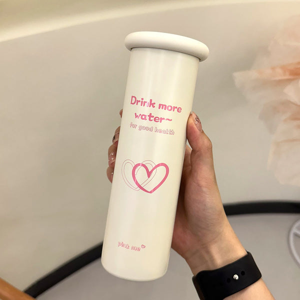 Mini Insulated Coffee Cup 316 Stainless Steel Portable And Stylish Pink Love 300Ml + Brush Vacuum Flasks & Mugs