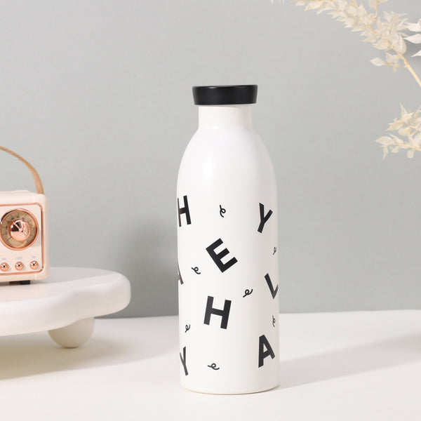 Cute Milk Bottle Thermos 500Ml Stainless Steel Insulated Water (White Letters) Water Bottles
