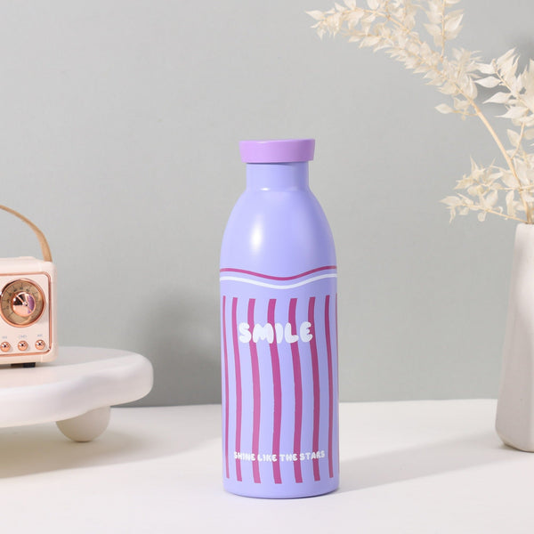 Cute Milk Bottle Thermos 500Ml Stainless Steel Insulated Water (Purple Stripes) Water Bottles