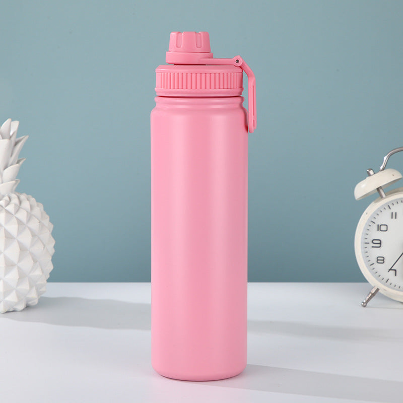 Pink Travel Thermos Bottle Leakproof Stainless Steel Flask With Carry Handle (18Oz 540Ml) Vacuum Flasks & Mugs