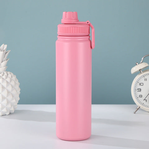 Pink Travel Thermos Bottle Leakproof Stainless Steel Flask With Carry Handle (18Oz 540Ml) Vacuum Flasks & Mugs