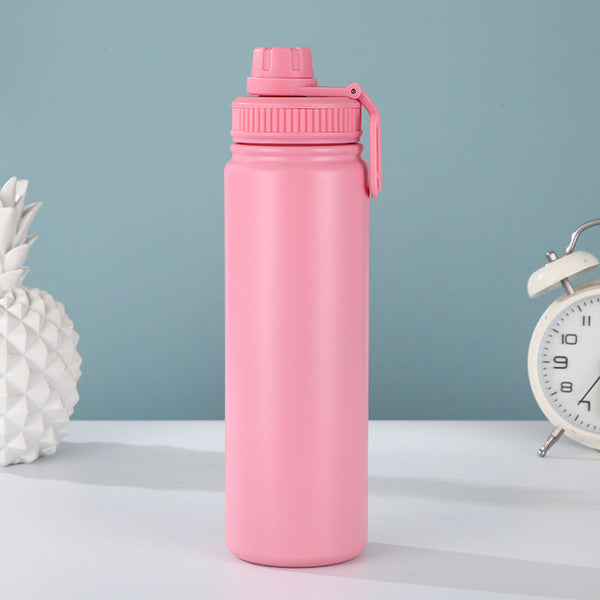 Pink Travel Thermos Bottle Leakproof Stainless Steel Flask With Carry Handle (25Oz 750Ml) Vacuum Flasks & Mugs