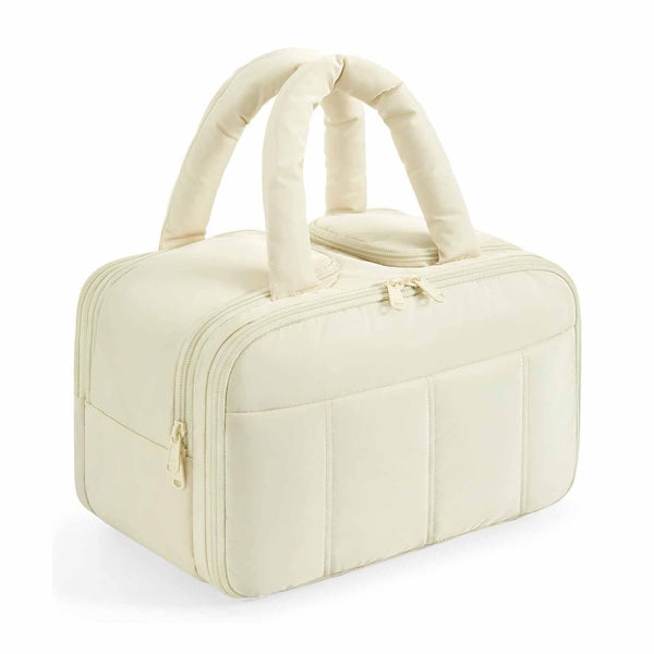 White Puffy Travel Wash Bag With Wide Mouth Access And Wet Dry Pockets Other Luggage