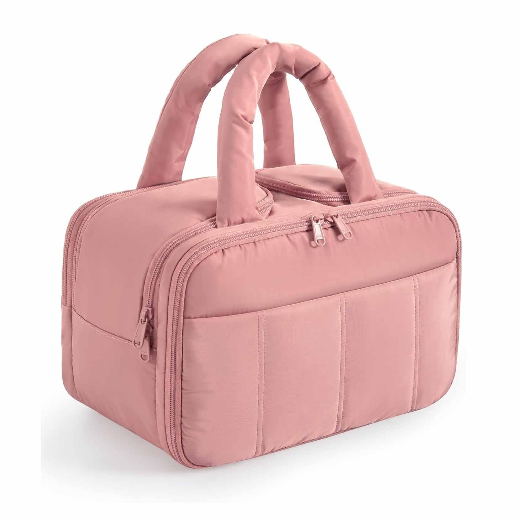Peach Puffy Travel Wash Bag With Wide Mouth Access And Wet Dry Pockets Other Luggage