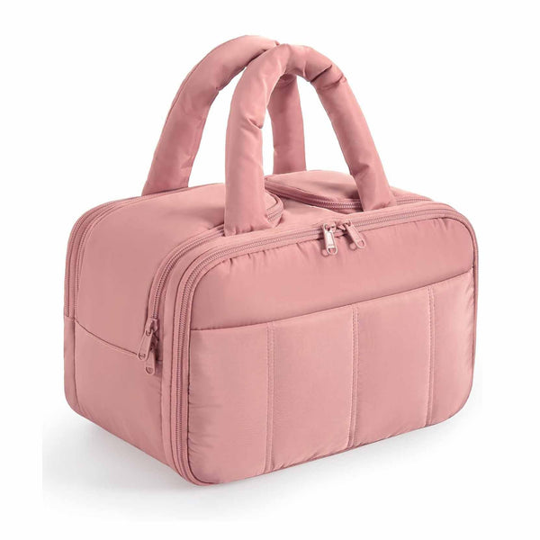 Peach Puffy Travel Wash Bag With Wide Mouth Access And Wet Dry Pockets Other Luggage