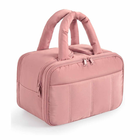 Peach Puffy Travel Wash Bag With Wide Mouth Access And Wet Dry Pockets Other Luggage
