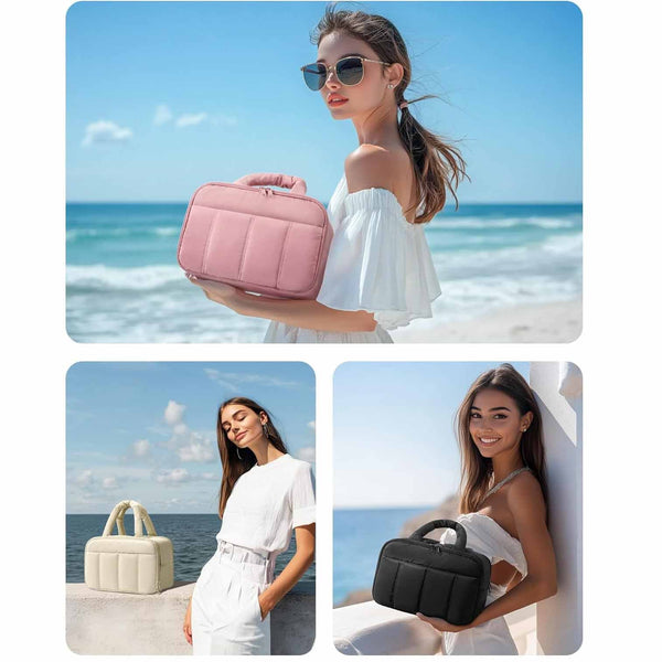 Peach Puffy Travel Wash Bag With Wide Mouth Access And Wet Dry Pockets Other Luggage