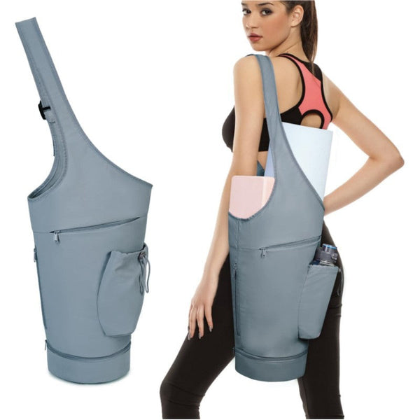 Blue All In One Yoga Sling Bag Fits Mat & Gear Large Opening Side Pockets Mat Carriers & Bags