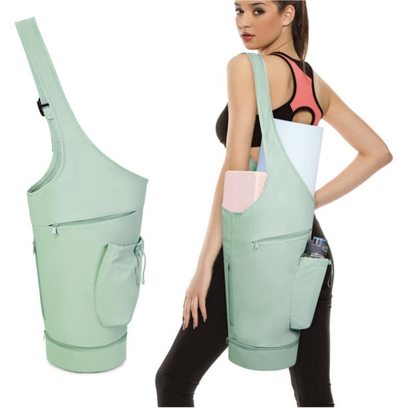 Green All In One Yoga Sling Bag Fits Mat & Gear Large Opening Side Pockets Mat Carriers & Bags